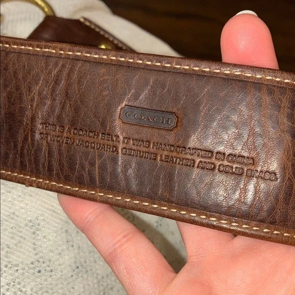 Y2K VINTAGE COACH SIGNATURE BELT PATCHWORK LEATHER BRASS TRIGGER SNAP TURNLOCK Y2K VINTAGE COACH SIGNATURE BELT PATCHWORK LEATHER BRASS  main image 2